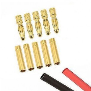 2mm Bullet Connectors with Heat Shrink (5 Pairs)